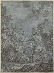 Übergabe eines Heerführers (Gruppe gleichartiger Illustrationen mit Rittern und Reitern)
