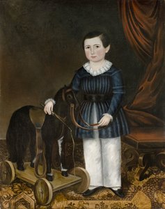 Junge mit einem Spielzeugpferd, ca. 1845