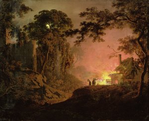 Brennendes Cottage von Joseph Wright of Derby