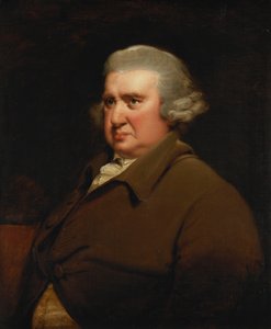 Porträt von Erasmus Darwin, Halbfigur, in einem Buffmantel und weißem Hemd von Joseph Wright of Derby