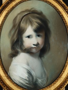 Porträt von Harriet Wright, der Tochter des Künstlers, als Kind, Brustlänge, über die rechte Schulter blickend von Joseph Wright of Derby