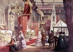 Große Ausstellung: Mittelalterlicher Hof, entworfen von Pugin, 1851 von Joseph after Nash