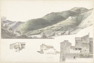 Landschaft und einige Häuser bei Tivoli