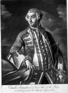 Porträt von Admiral Sir Charles Saunders (ca.1713-75) Vizeadmiral des Blauen Geschwaders, graviert von James McArdell