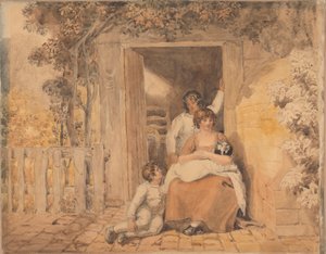Familie vor einer Tür posierend von Joshua Cristall