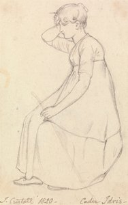 Sitzendes Mädchen mit einem Stock von Joshua Cristall