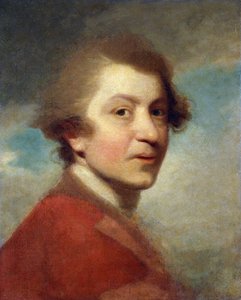 Porträt des Künstlers, Kopf und Schultern, in einem roten Gewand eines Doktors der Rechte und weißem Halstuch - Unvollendet von Joshua Reynolds