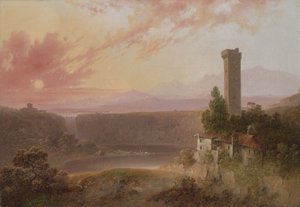 Blick auf den Nemisee bei Sonnenuntergang, ca. 1840-50