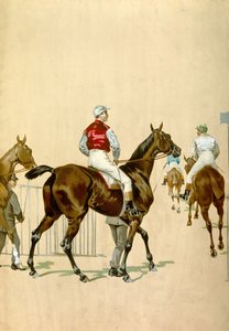 Pferde und Jockeys, 20. Jahrhundert (Illustration) von Josse Photo