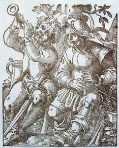 Flöten- und Dudelsackspieler im Mittelalter von Jost (after) Amman