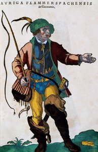 Kostüm eines Kutschers in Deutschland, Stich aus Habitus praecipuorum popularum