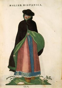 Spanische Frau, aus Habitus Praecipuorum Popularum von Jost Amman, Kupferstich von Jost Amman