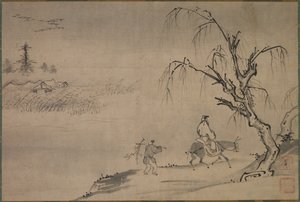 Chinesischer Literat in einer Herbstlandschaft, späte 1400er von Josui Sōen
