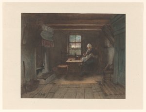 Bauernhausinnenraum von Jozef Israëls
