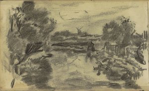 Landschaft mit Wasser und einer Mühle von Jozef Israëls