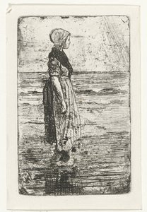 Stehende Frau am Strand von Jozef Israëls