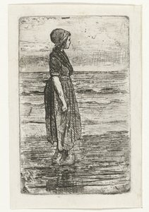 Stehende Frau am Strand