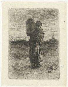 Frau mit einem Korb auf dem Rücken von Jozef Israëls