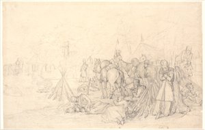 Franzosen biwakieren auf dem Schlachtfeld nach einer Schlacht von Jørgen V. Sonne
