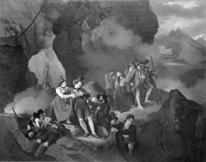 Tiroler kämpfen gegen die Franzosen in den Bergen