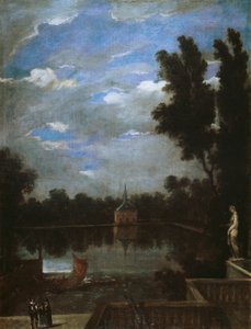 Großer Teich des Buen Retiro, um 1657 von Juan Bautista Martinez Del Mazo