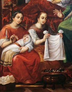 Geburt Marias, von Juan Correa (ca. 1646-1716) (Detail) von Juan Correa