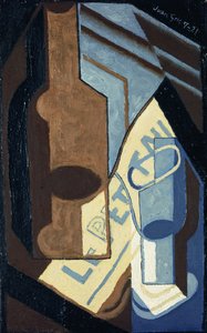 Flasche und Glas, 1921 von Juan Gris
