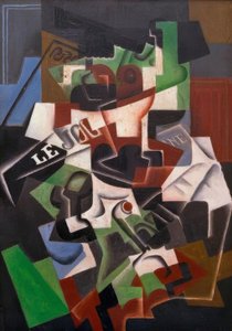 Obstschale, Pfeife und Zeitung von Juan Gris