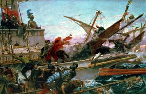 Die Seeschlacht von Lepanto, geführt von Don Juan von Österreich (1547-78) im Jahr 1571