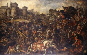 Achilles konfrontiert Hector vor Troja von Juan de la Corte