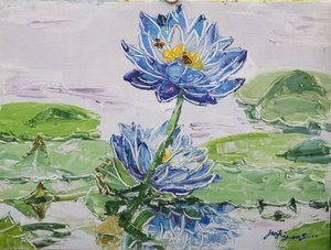 Bienen auf blauer Lotus von Jukyong Park
