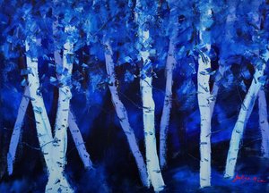 Blauer Birkenwald