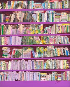 Buntes Bücherregal Frau