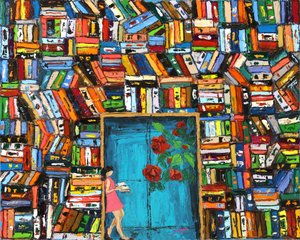 Bunte Bibliothekstür