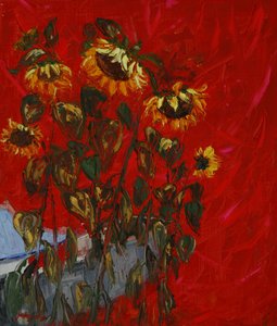 Goldene Sonnenblumen Rot von Jukyong Park