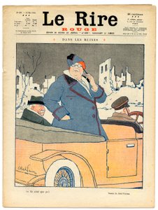 Cover von „The Red Laughter“, Satirisch in Farben von Jules Abel Faivre
