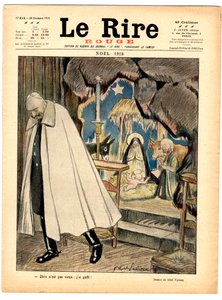 Cover von „The Red Laughter“, Satirisch in Farben von Jules Abel Faivre