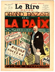 Cover von „The Red Laughter“, Satirisch in Farben von Jules Abel Faivre