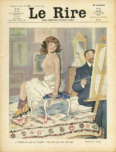 Illustration von Abel Faivre (1867-1945) für das Titelblatt von Le Rire, 22/03/13 - Kunst, Nacktheit - Maler, Modell von Jules Abel Faivre