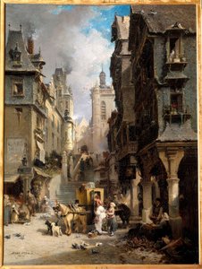 Eine Straße in Morlaix im Jahr 1830 von Jules Achille Noel