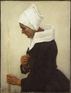Bretonische Bäuerin mit Kerze, ca. 1869 von Jules Breton