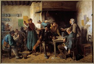 Montag. Kunden an einem Tisch in einem Gasthaus