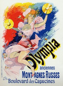 Kunst. Unterhaltung. Olympia, Musikhalle in Paris. Plakat von Jules Chéret, Frankreich von Jules Cheret