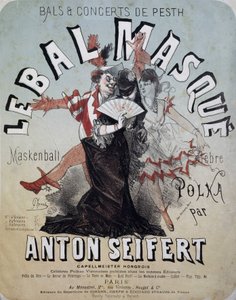 Ball und Konzert von Pesth: der Maskenball (Maskenball, berühmte Polka von Anton Seifert) - Plakat von Jules Cheret von Jules Cheret
