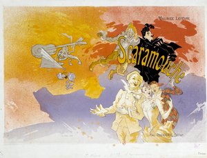 Buchumschlag für Scaramouche von Maurice Lefevre. Illustration von Jules Chéret (1891) von Jules Cheret