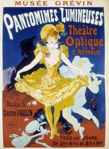 Tänzer und Musiker - Plakat für die leuchtenden Pantomimen von Reynaud und Paulin im Grévin-Museum von Jules Chéret, Ende des 19. Jahrhunderts
