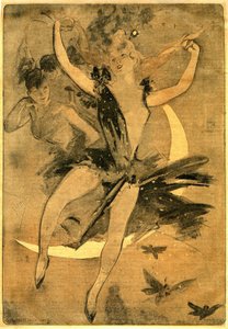 Zeichnung von Jules Cheret, die "Lulu" von Felicien Champsaur illustriert, Roman und Pantomime in einem Akt (1900), der eine Clown-Tänzerin inszeniert. "Lulu" gilt als eines der besten Beispiele für die sogenannte "Zirkusliteratur" in Frankreich. von Jules Cheret