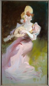 Die Frau mit der Mandoline von Jules Cheret