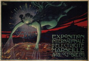 Plakat für die Internationale Elektrizitätsausstellung 1908 von Jules Cheret