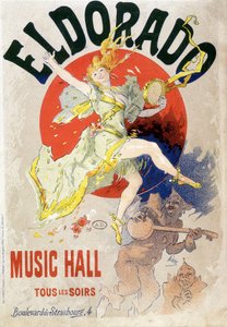 Plakat für das Music Hall, das jede Nacht im Eldorado-Theater, Boulevard de Strasbourg in Paris, stattfindet. Um 1900 (Lithographie) von Jules Cheret